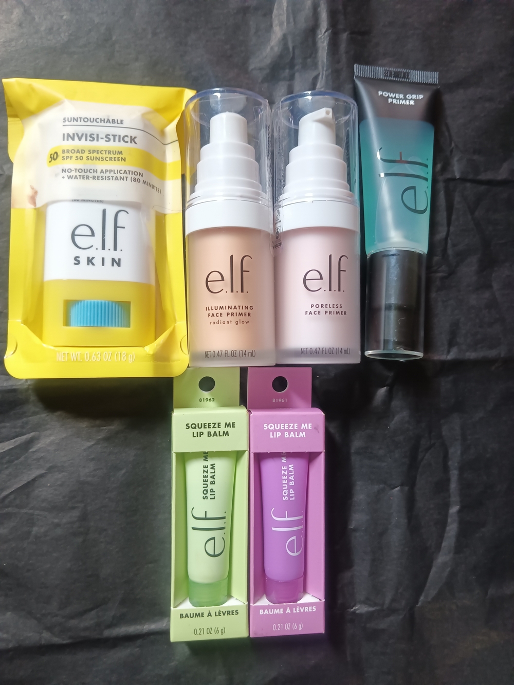 Skin & Makeup Set — Pink & Peach Primers with Green & Purple Lip Balms
